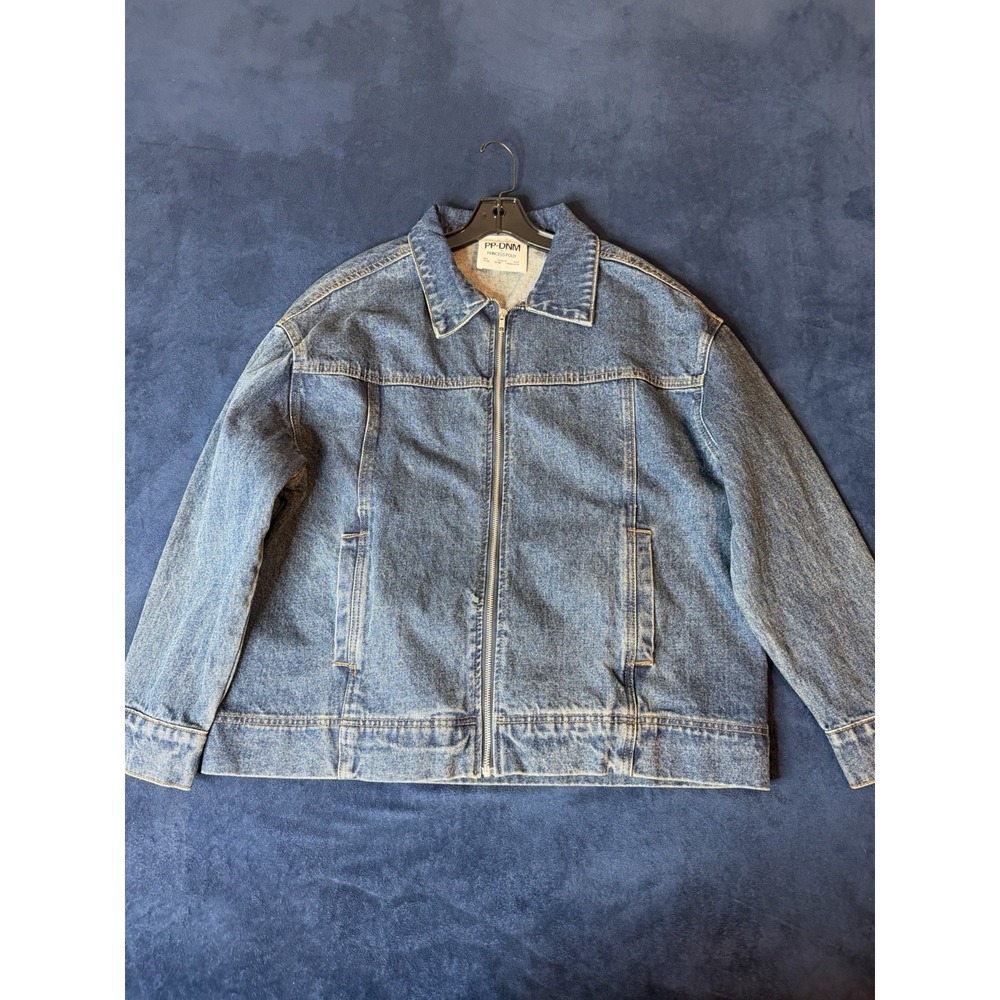 Princess Polly Goldsmith Denim Bomber Jacket Blue Zip US 6 EU 38